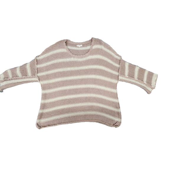 Easel Los Angeles Pink Striped Oversize Slouch Sweater Drop Shoulder Size Large - Picture 5 of 11